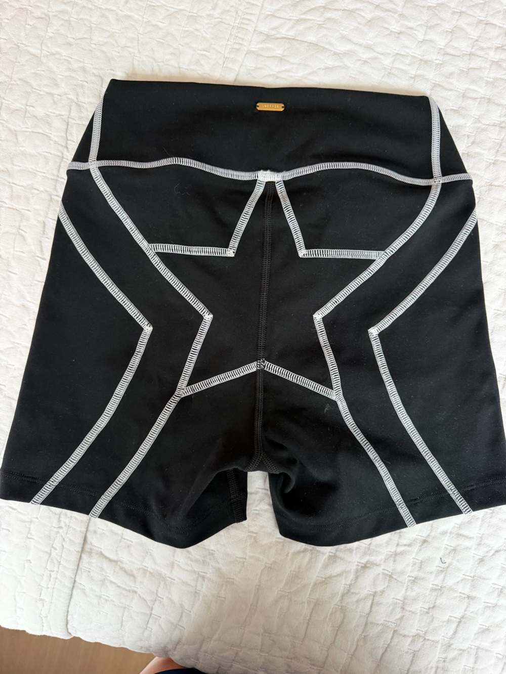 l*space Black Athletic Shorts with White Star Contrast Stitching
